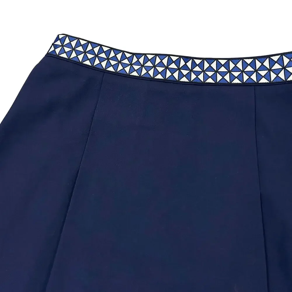 Tory Sport Tech Twill Tennis Skirt Navy Logo Tape Box Pleat Golf Mini Size 0 XS